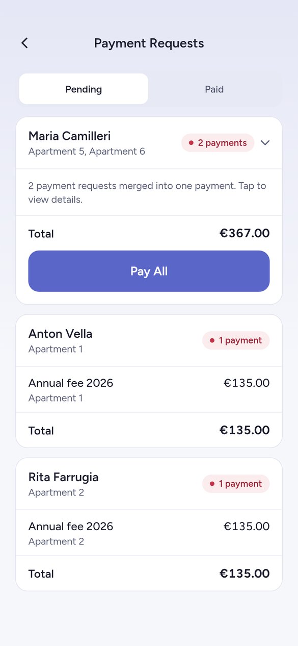 The Clearcommon app: payments