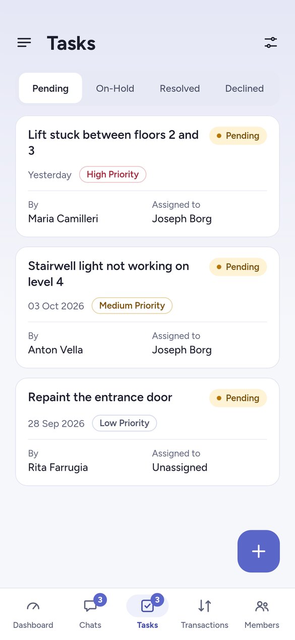 The Clearcommon app: tasks