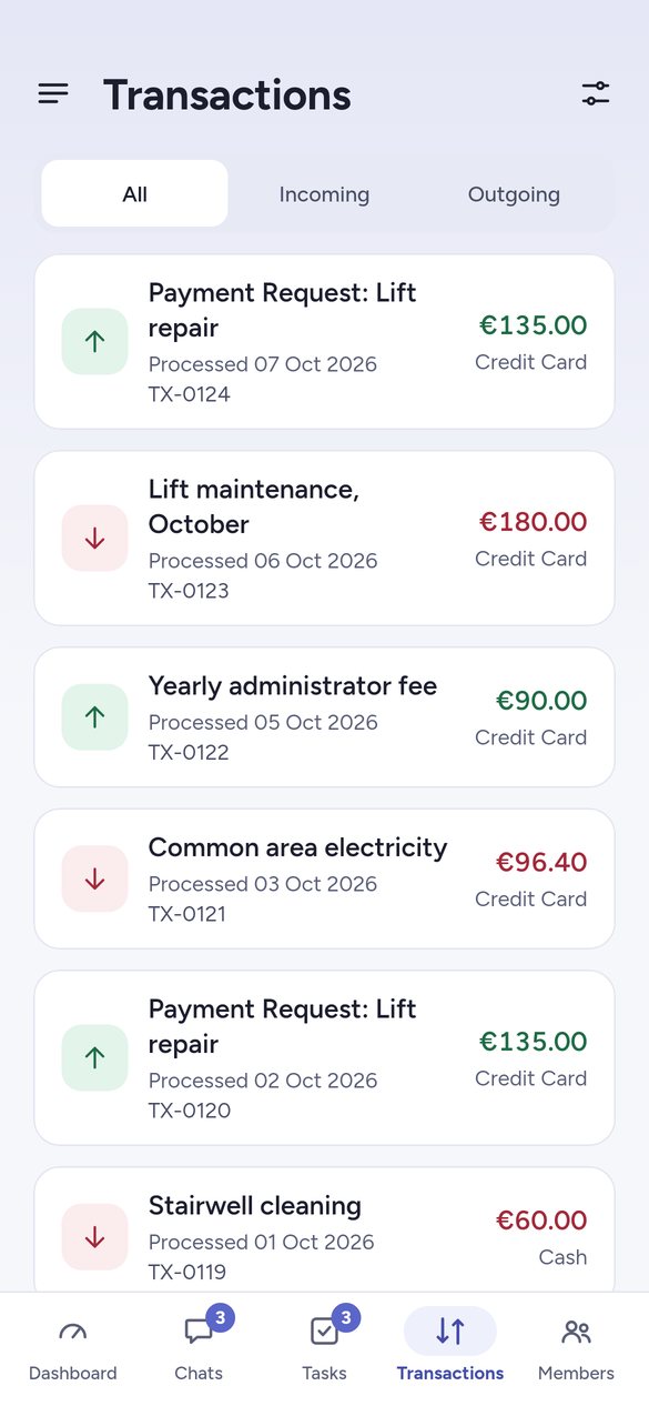 The Clearcommon app: money in and out of the association